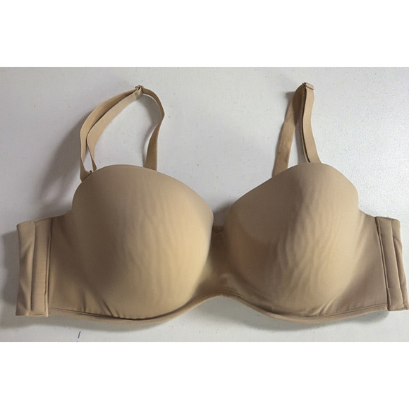 Cacique Beige Boost Multi-Way Strapless Bra Nylon Spandex Underwire 46C - Picture 1 of 13
